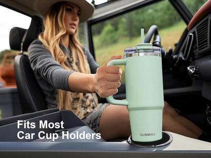 Travel Coffee Mug with Lid, 20 oz Tumbler with Handle and Straw Leak Proof, Stainless Steel Cup Insulated for Office & Gym, Cupholder Friendly, Powder Coated Pink