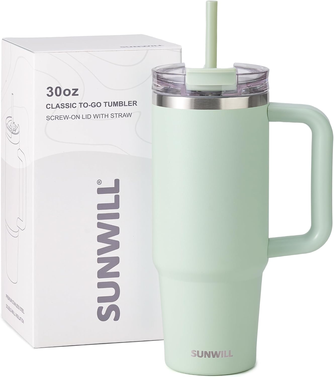 Travel Coffee Mug with Lid, 20 oz Tumbler with Handle and Straw Leak Proof, Stainless Steel Cup Insulated for Office & Gym, Cupholder Friendly, Powder Coated Pink