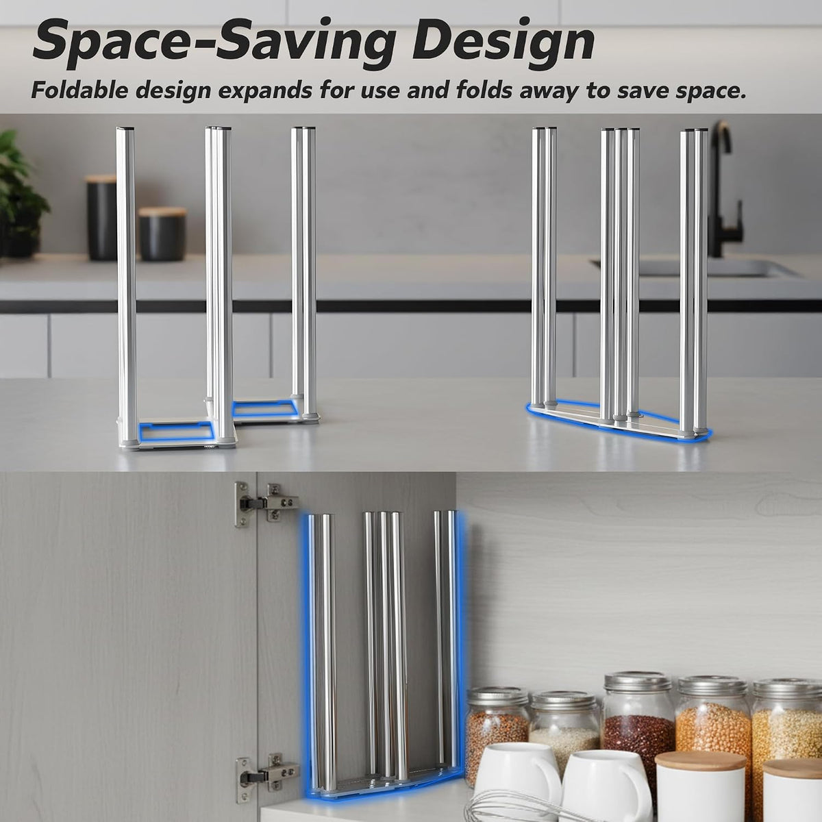 Water Bottle Drying Rack, Cup Drying Rack for Counter, Stainless Steel Tumbler Dryer Stand, Space-Saving Mug & Glass Drying Rack, Heavy-Duty Holder for Cups & Water Bottles (Silver – 10 Pegs)