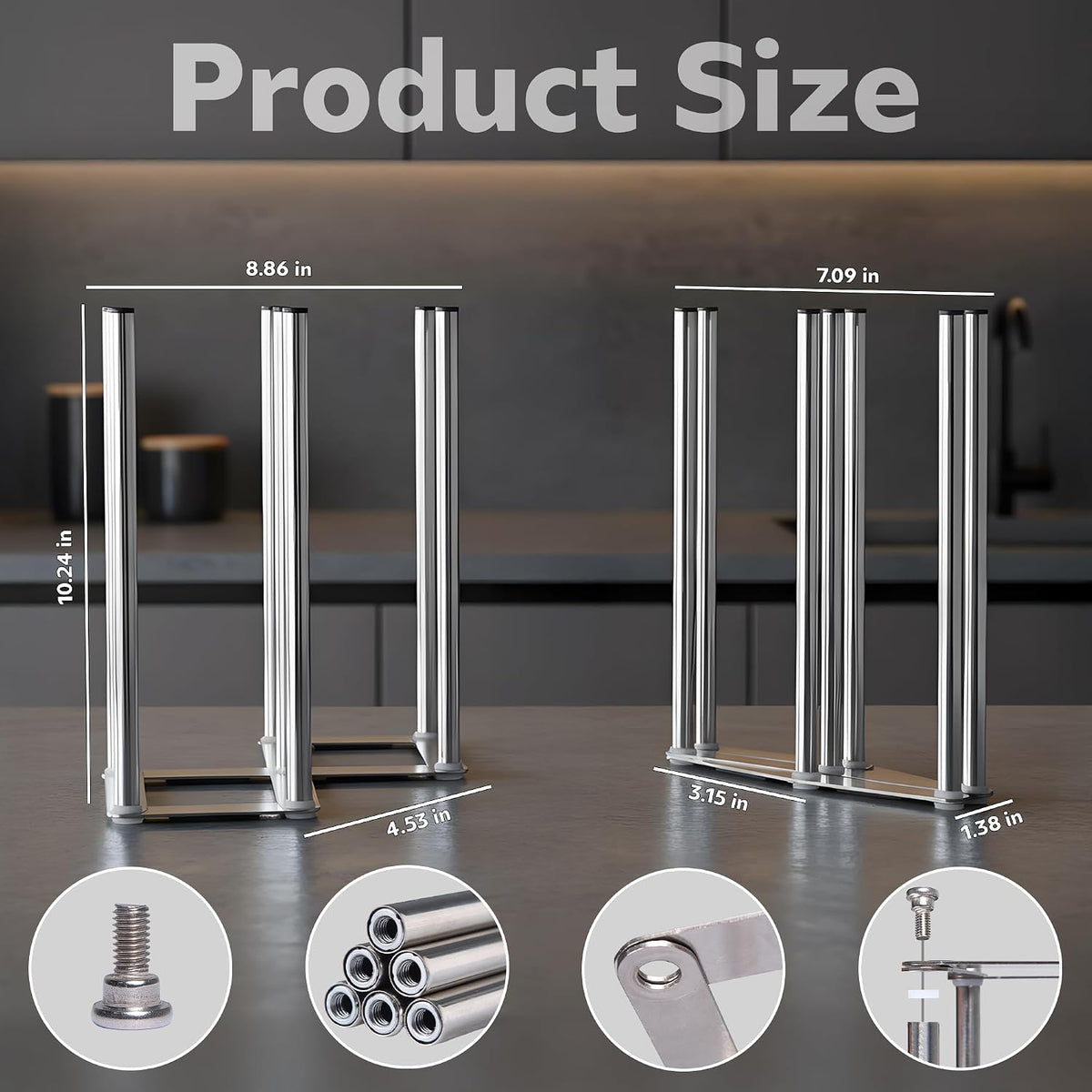 Water Bottle Drying Rack, Cup Drying Rack for Counter, Stainless Steel Tumbler Dryer Stand, Space-Saving Mug & Glass Drying Rack, Heavy-Duty Holder for Cups & Water Bottles (Silver – 10 Pegs)