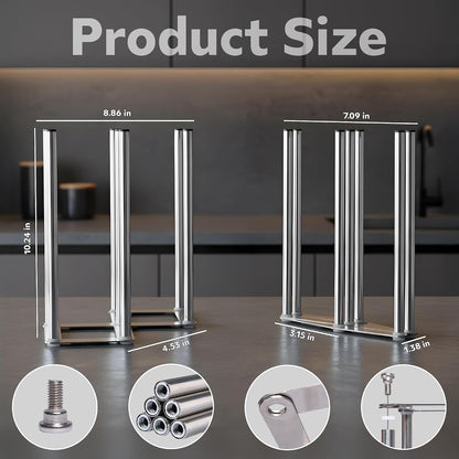 Water Bottle Drying Rack, Cup Drying Rack for Counter, Stainless Steel Tumbler Dryer Stand, Space-Saving Mug & Glass Drying Rack, Heavy-Duty Holder for Cups & Water Bottles (Silver – 10 Pegs)