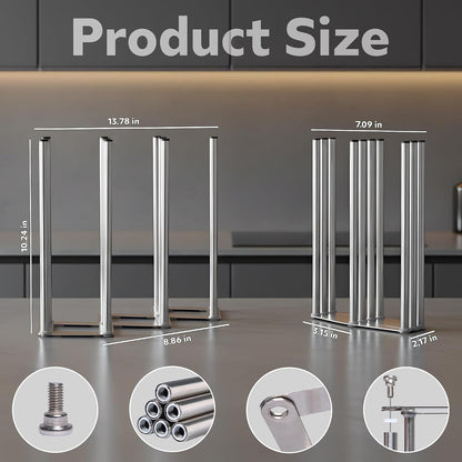 Water Bottle Drying Rack, Cup Drying Rack for Counter, Stainless Steel Tumbler Dryer Stand, Space-Saving Mug & Glass Drying Rack, Heavy-Duty Holder for Cups & Water Bottles (Silver – 10 Pegs)
