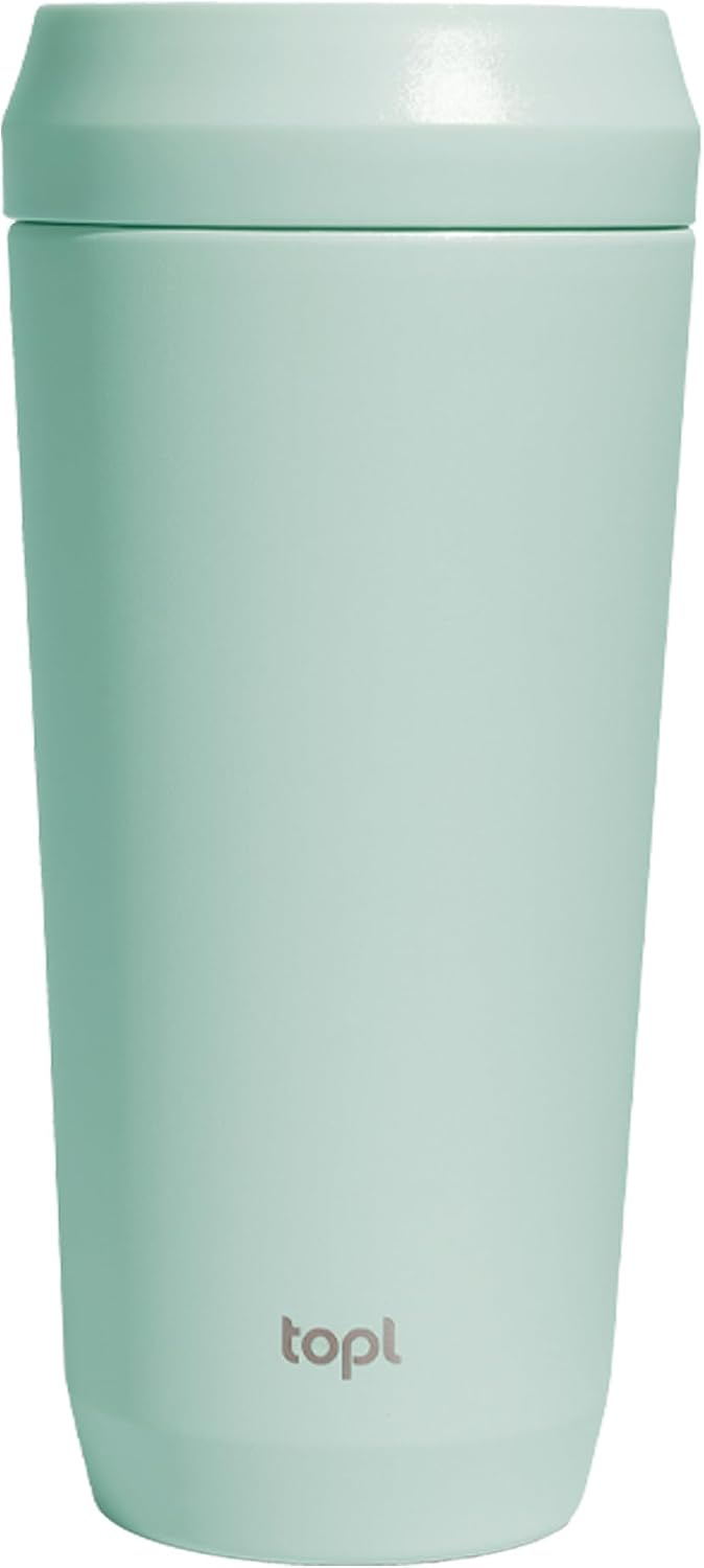 To Go Coffee Cup – Insulated Travel Coffee Mug with 360° Leak‑Safe Lid, Stainless Steel Coffee Tumbler for Hot/Cold, Spill‑Resistant, BPA‑Free - Mint, 16 oz