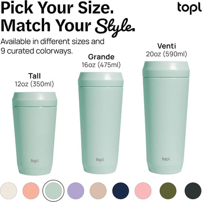 To Go Coffee Cup – Insulated Travel Coffee Mug with 360° Leak‑Safe Lid, Stainless Steel Coffee Tumbler for Hot/Cold, Spill‑Resistant, BPA‑Free - Mint, 16 oz