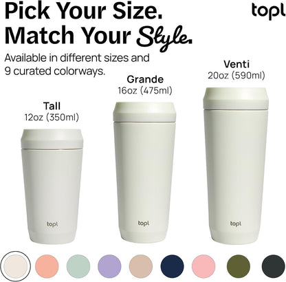 To Go Coffee Cup – Insulated Travel Coffee Mug with 360° Leak‑Safe Lid, Stainless Steel Coffee Tumbler for Hot/Cold, Spill‑Resistant, BPA‑Free - Mint, 16 oz