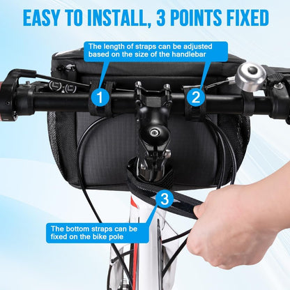 Bike Handlebar Insulated Bag, Front Phone Touchscreen Bicycle Cooler