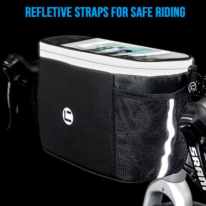 Bike Handlebar Insulated Bag, Front Phone Touchscreen Bicycle Cooler