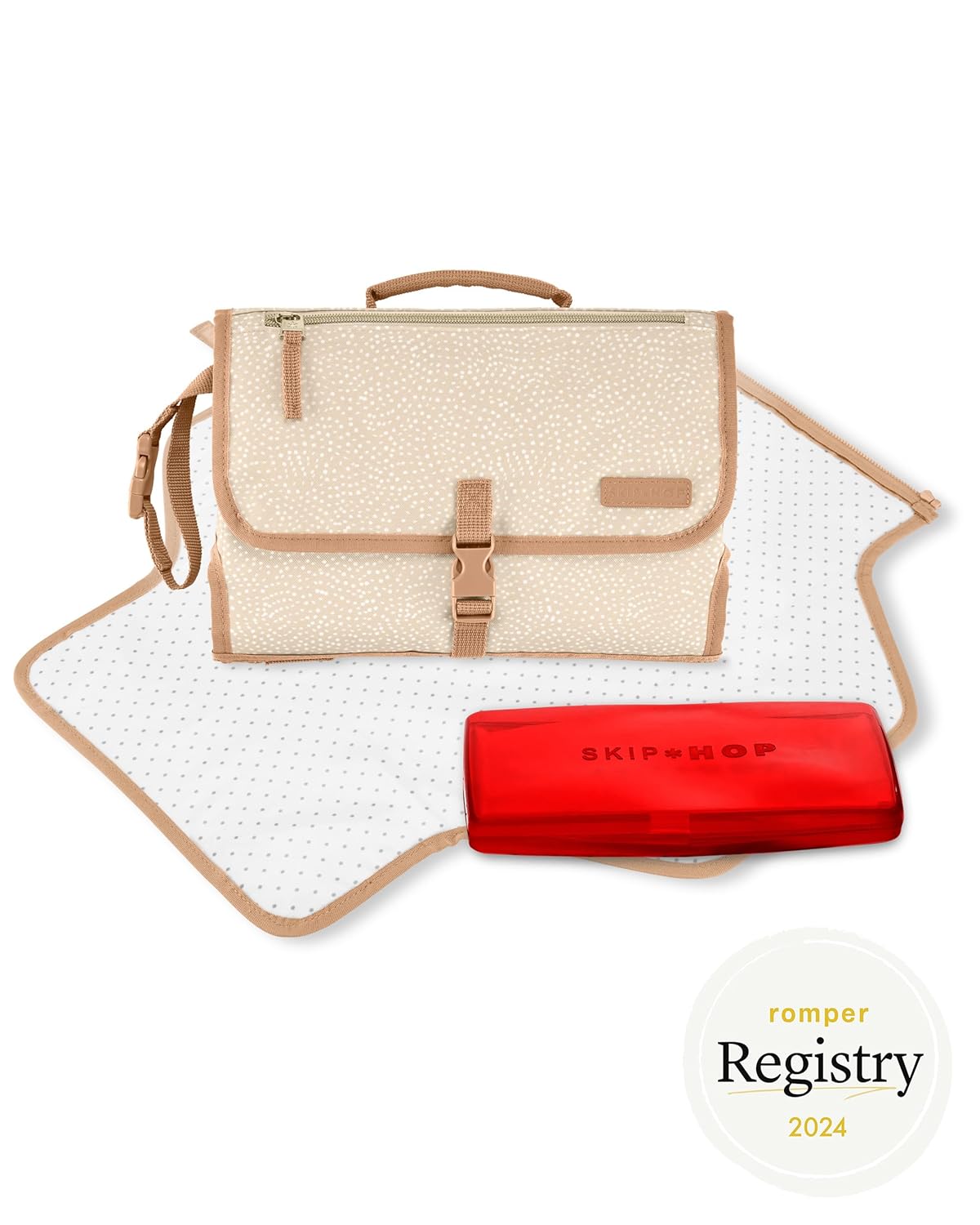 Pronto Signature Portable Changing Mat, Cushioned Diaper Changing Pad with Built-in Pillow, Black Stripe