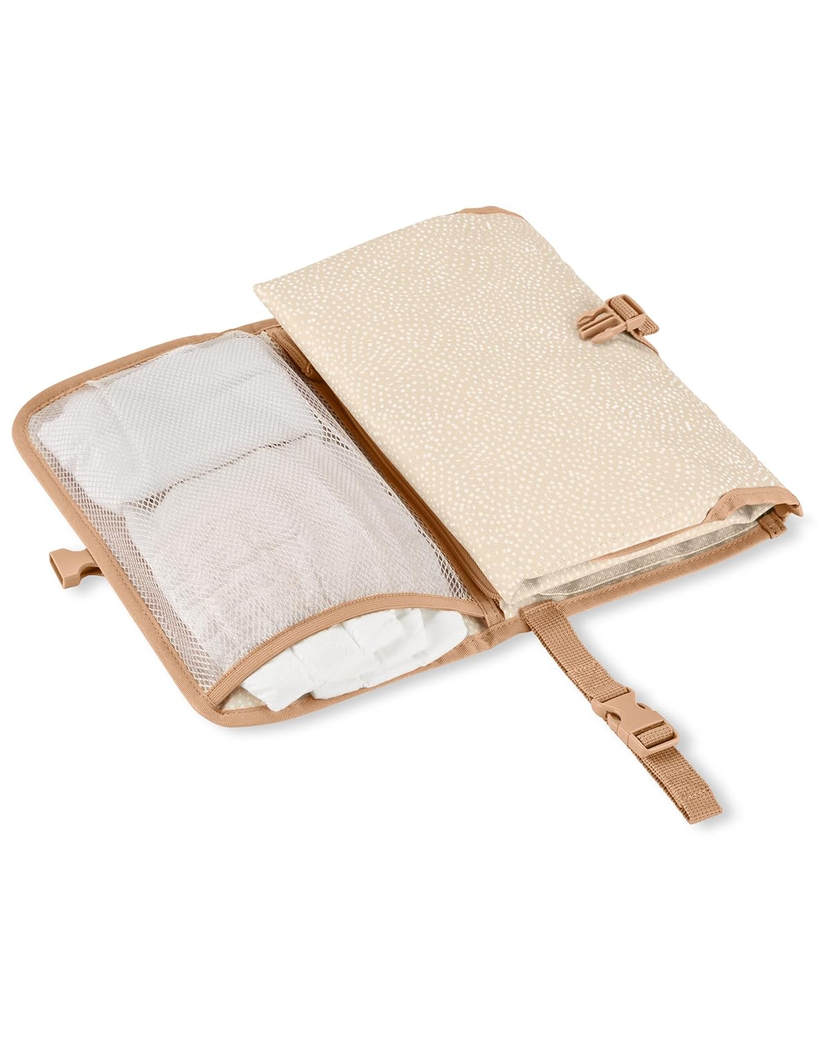 Pronto Signature Portable Changing Mat, Cushioned Diaper Changing Pad with Built-in Pillow, Black Stripe