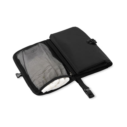 Pronto Signature Portable Changing Mat, Cushioned Diaper Changing Pad with Built-in Pillow, Black Stripe