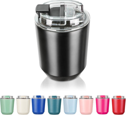 14 oz Insulated Stainless Steel Tumblers with Lid | Travel Coffee Mug Vacuum Cup, Leak Proof Reusable Double Walled Coffee Tumbler for Iced and Hot Drinks, Cream