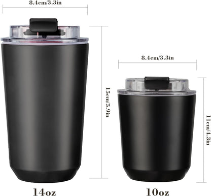 14 oz Insulated Stainless Steel Tumblers with Lid | Travel Coffee Mug Vacuum Cup, Leak Proof Reusable Double Walled Coffee Tumbler for Iced and Hot Drinks, Cream