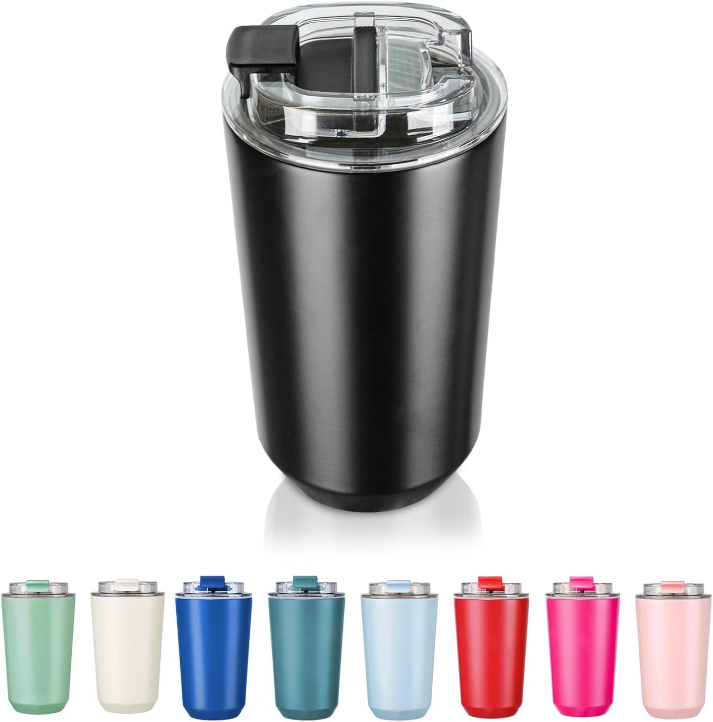 14 oz Insulated Stainless Steel Tumblers with Lid | Travel Coffee Mug Vacuum Cup, Leak Proof Reusable Double Walled Coffee Tumbler for Iced and Hot Drinks, Cream