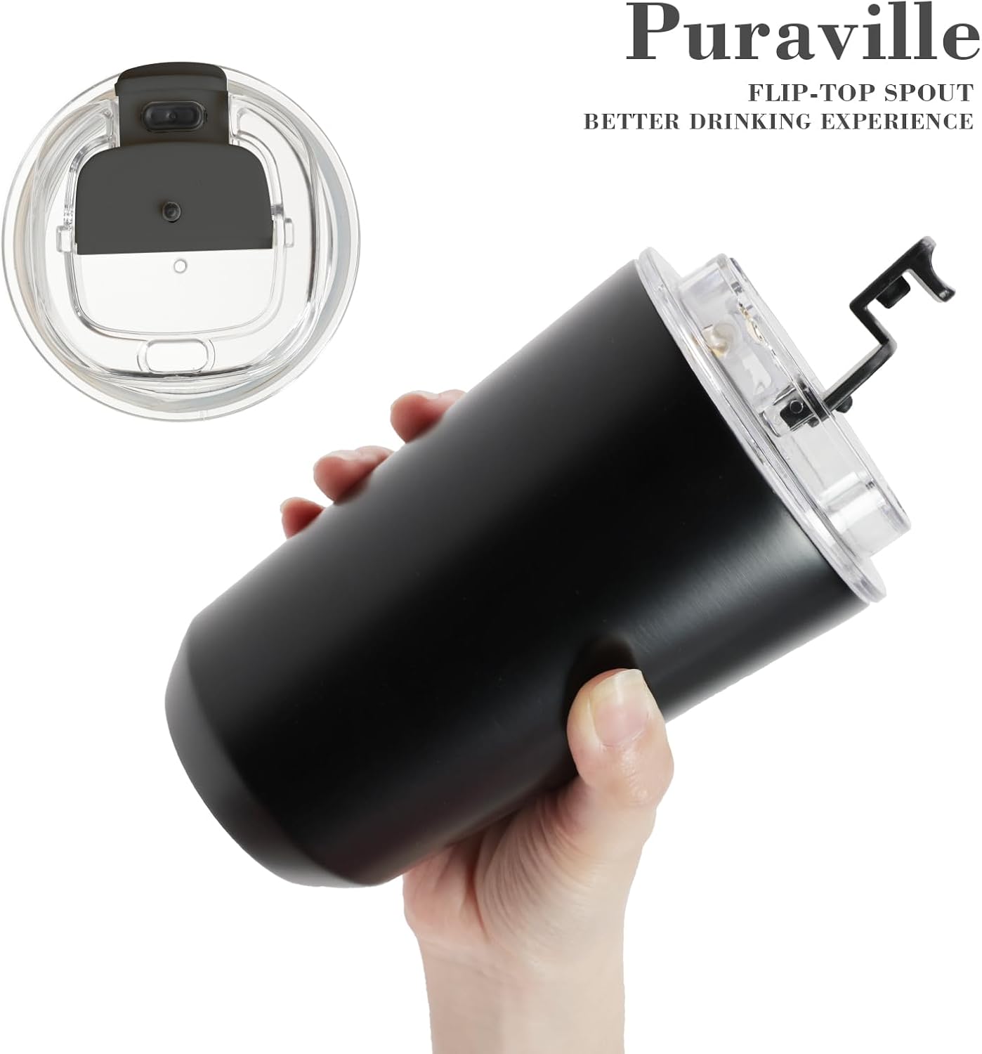 14 oz Insulated Stainless Steel Tumblers with Lid | Travel Coffee Mug Vacuum Cup, Leak Proof Reusable Double Walled Coffee Tumbler for Iced and Hot Drinks, Cream