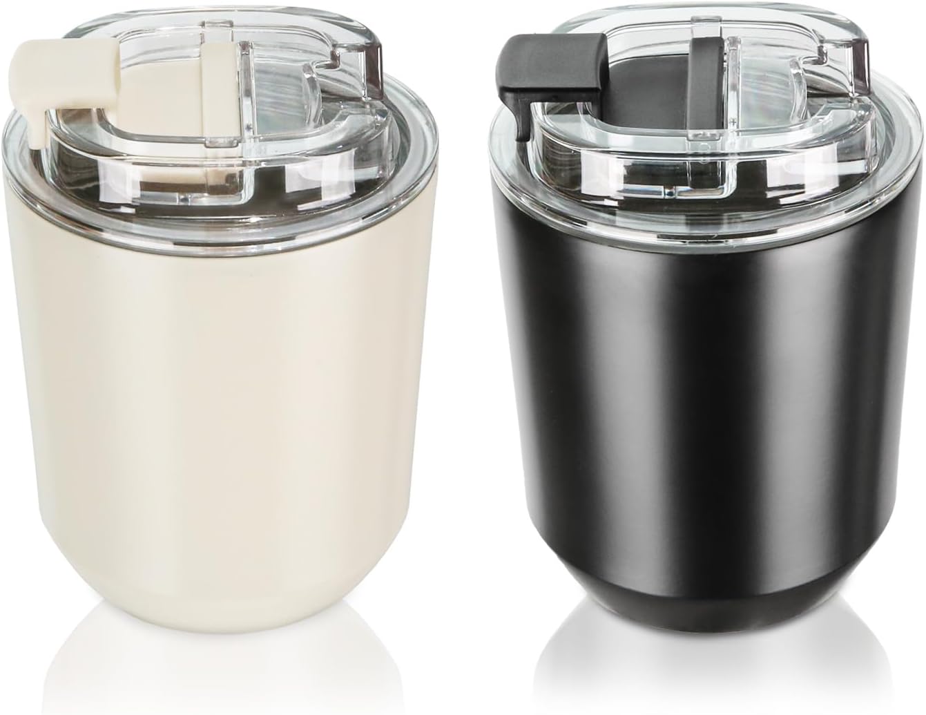 14 oz Insulated Stainless Steel Tumblers with Lid | Travel Coffee Mug Vacuum Cup, Leak Proof Reusable Double Walled Coffee Tumbler for Iced and Hot Drinks, Cream