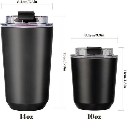 14 oz Insulated Stainless Steel Tumblers with Lid | Travel Coffee Mug Vacuum Cup, Leak Proof Reusable Double Walled Coffee Tumbler for Iced and Hot Drinks, Cream