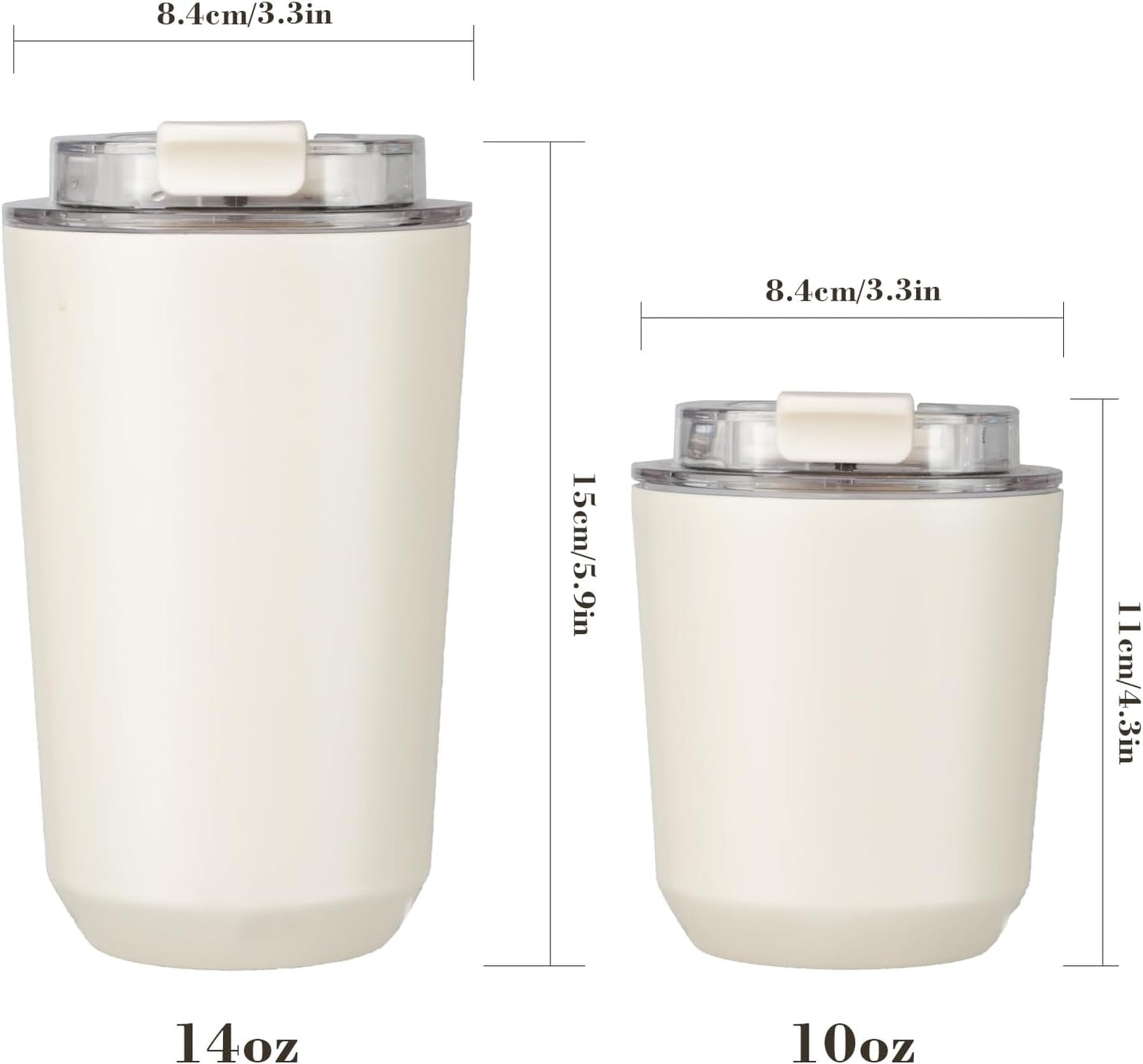 14 oz Insulated Stainless Steel Tumblers with Lid | Travel Coffee Mug Vacuum Cup, Leak Proof Reusable Double Walled Coffee Tumbler for Iced and Hot Drinks, Cream