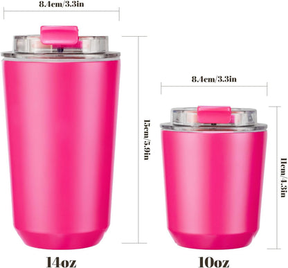 14 oz Insulated Stainless Steel Tumblers with Lid | Travel Coffee Mug Vacuum Cup, Leak Proof Reusable Double Walled Coffee Tumbler for Iced and Hot Drinks, Cream