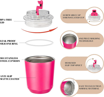 14 oz Insulated Stainless Steel Tumblers with Lid | Travel Coffee Mug Vacuum Cup, Leak Proof Reusable Double Walled Coffee Tumbler for Iced and Hot Drinks, Cream