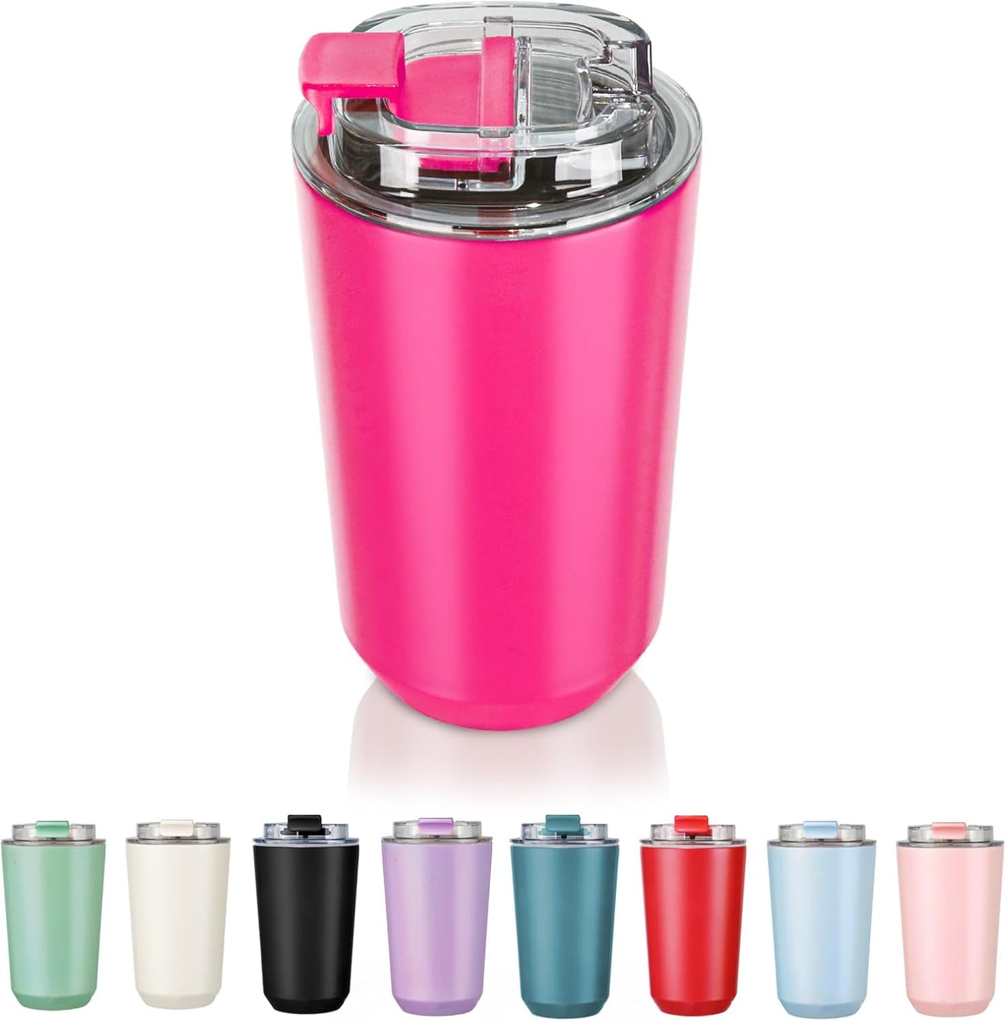 14 oz Insulated Stainless Steel Tumblers with Lid | Travel Coffee Mug Vacuum Cup, Leak Proof Reusable Double Walled Coffee Tumbler for Iced and Hot Drinks, Cream