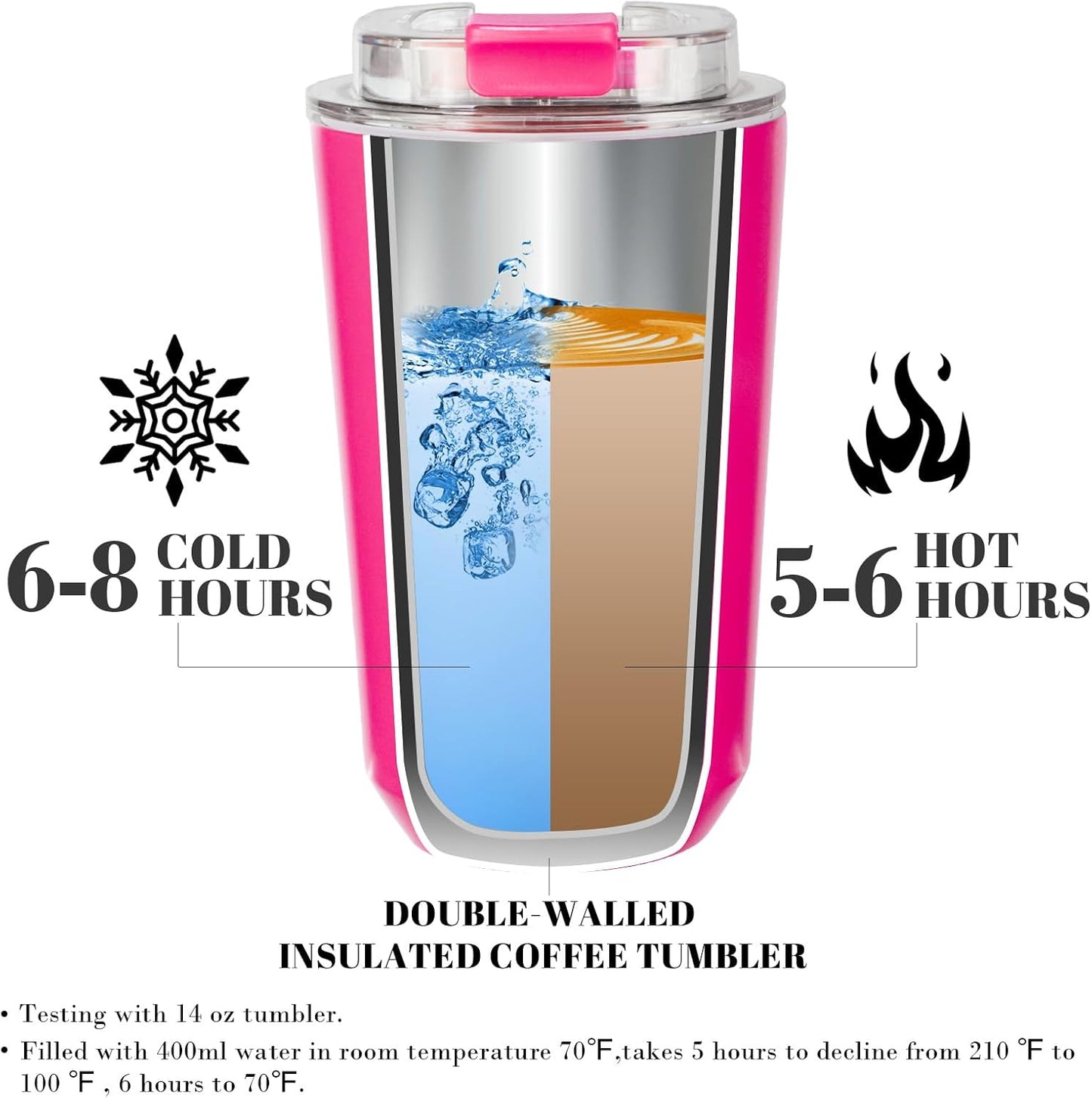 14 oz Insulated Stainless Steel Tumblers with Lid | Travel Coffee Mug Vacuum Cup, Leak Proof Reusable Double Walled Coffee Tumbler for Iced and Hot Drinks, Cream