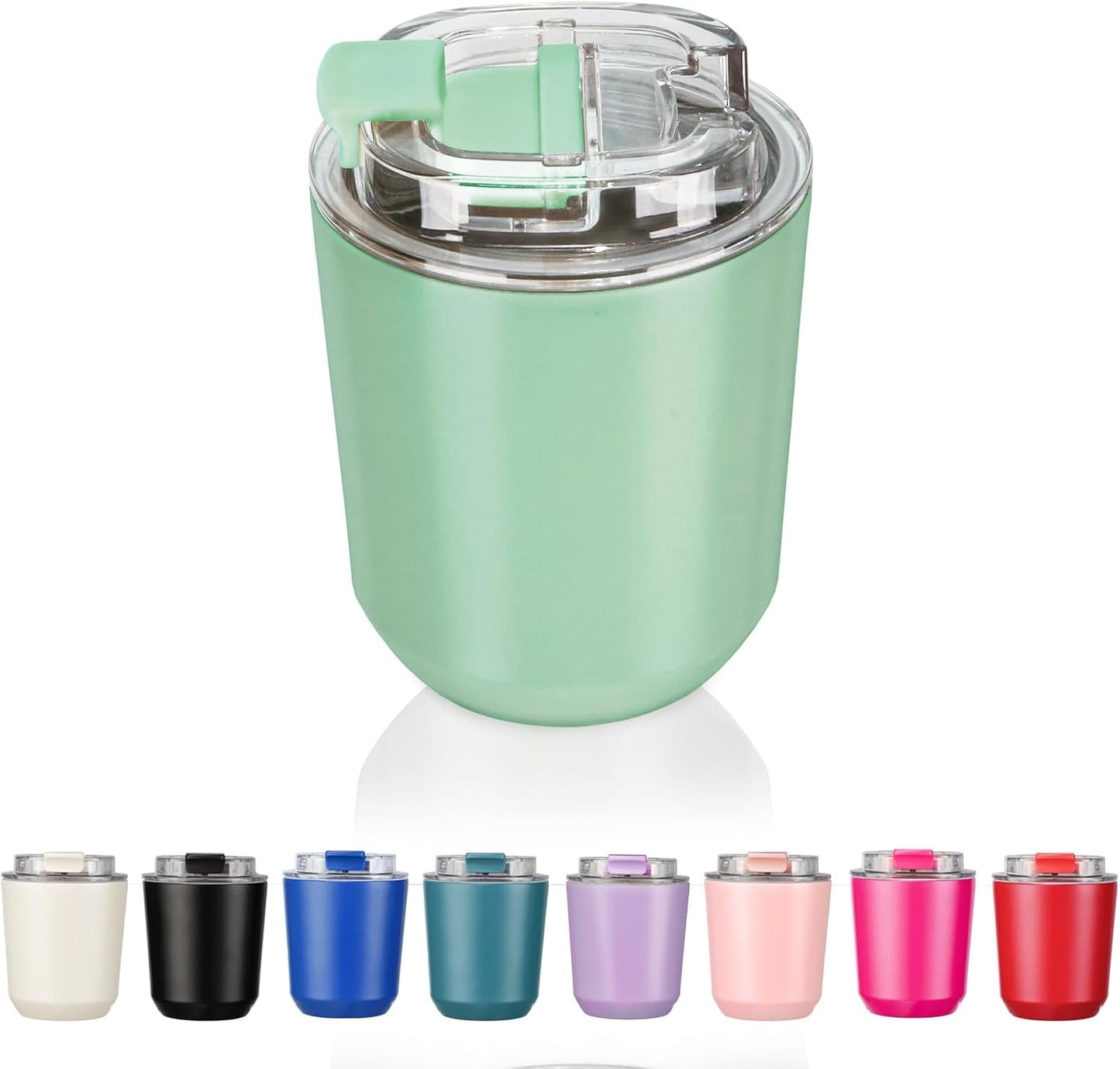 14 oz Insulated Stainless Steel Tumblers with Lid | Travel Coffee Mug Vacuum Cup, Leak Proof Reusable Double Walled Coffee Tumbler for Iced and Hot Drinks, Cream