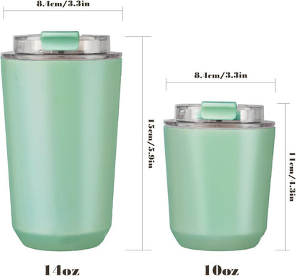 14 oz Insulated Stainless Steel Tumblers with Lid | Travel Coffee Mug Vacuum Cup, Leak Proof Reusable Double Walled Coffee Tumbler for Iced and Hot Drinks, Cream