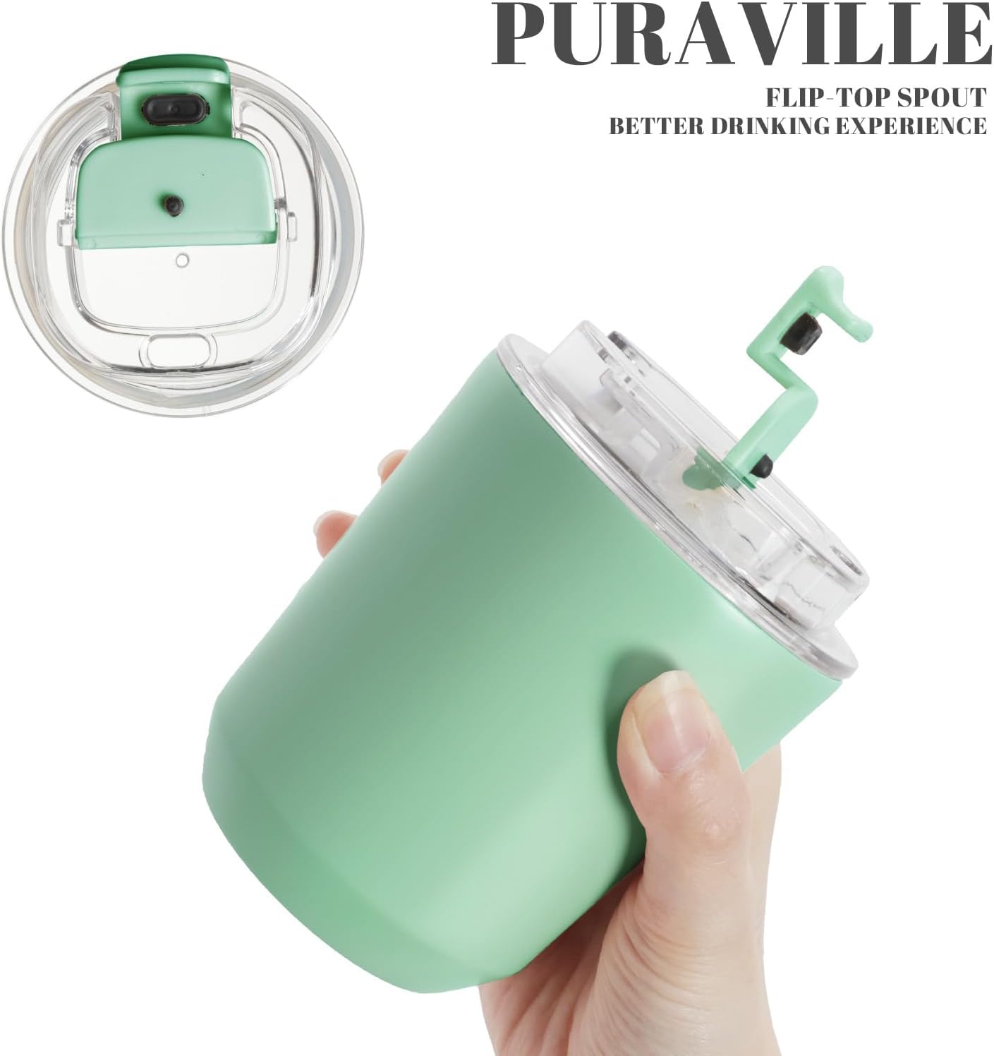 14 oz Insulated Stainless Steel Tumblers with Lid | Travel Coffee Mug Vacuum Cup, Leak Proof Reusable Double Walled Coffee Tumbler for Iced and Hot Drinks, Cream