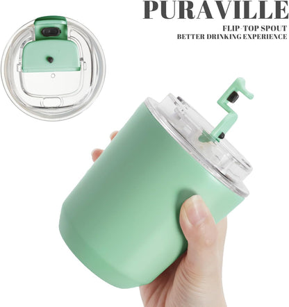 14 oz Insulated Stainless Steel Tumblers with Lid | Travel Coffee Mug Vacuum Cup, Leak Proof Reusable Double Walled Coffee Tumbler for Iced and Hot Drinks, Cream