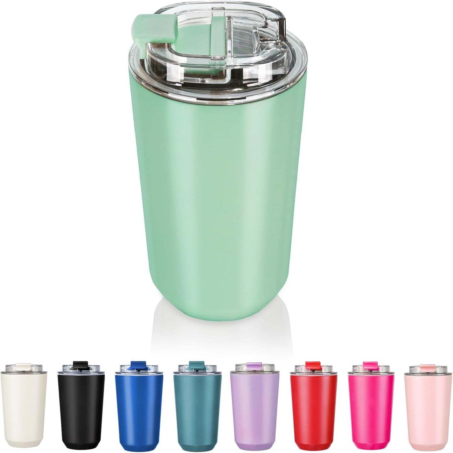 14 oz Insulated Stainless Steel Tumblers with Lid | Travel Coffee Mug Vacuum Cup, Leak Proof Reusable Double Walled Coffee Tumbler for Iced and Hot Drinks, Cream