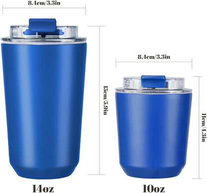 14 oz Insulated Stainless Steel Tumblers with Lid | Travel Coffee Mug Vacuum Cup, Leak Proof Reusable Double Walled Coffee Tumbler for Iced and Hot Drinks, Cream