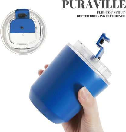 14 oz Insulated Stainless Steel Tumblers with Lid | Travel Coffee Mug Vacuum Cup, Leak Proof Reusable Double Walled Coffee Tumbler for Iced and Hot Drinks, Cream