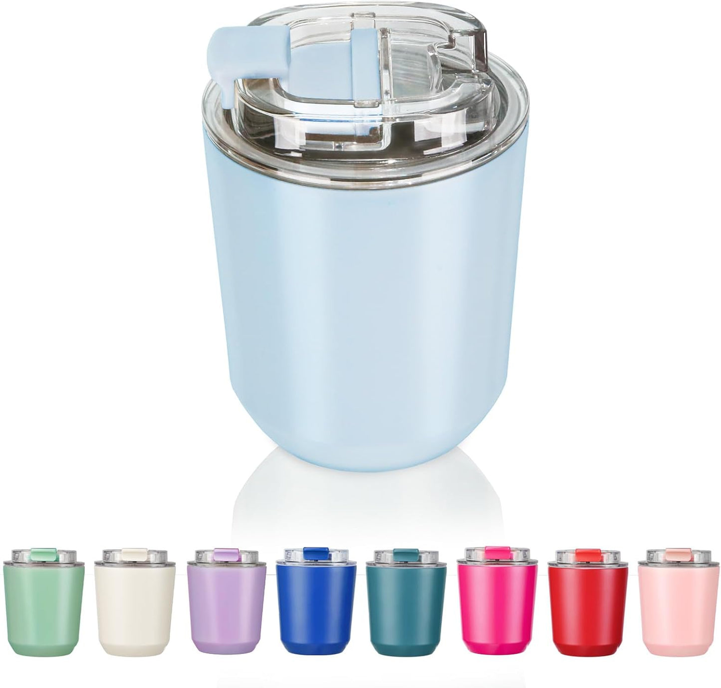 14 oz Insulated Stainless Steel Tumblers with Lid | Travel Coffee Mug Vacuum Cup, Leak Proof Reusable Double Walled Coffee Tumbler for Iced and Hot Drinks, Cream
