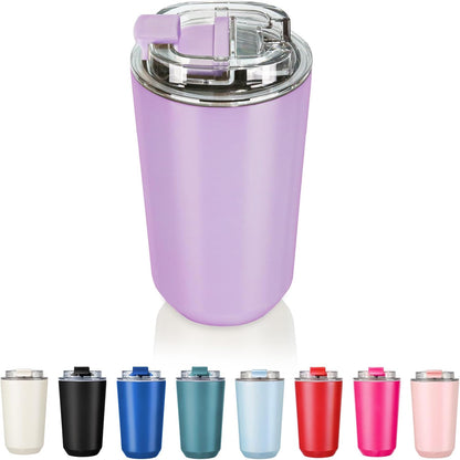 14 oz Insulated Stainless Steel Tumblers with Lid | Travel Coffee Mug Vacuum Cup, Leak Proof Reusable Double Walled Coffee Tumbler for Iced and Hot Drinks, Cream