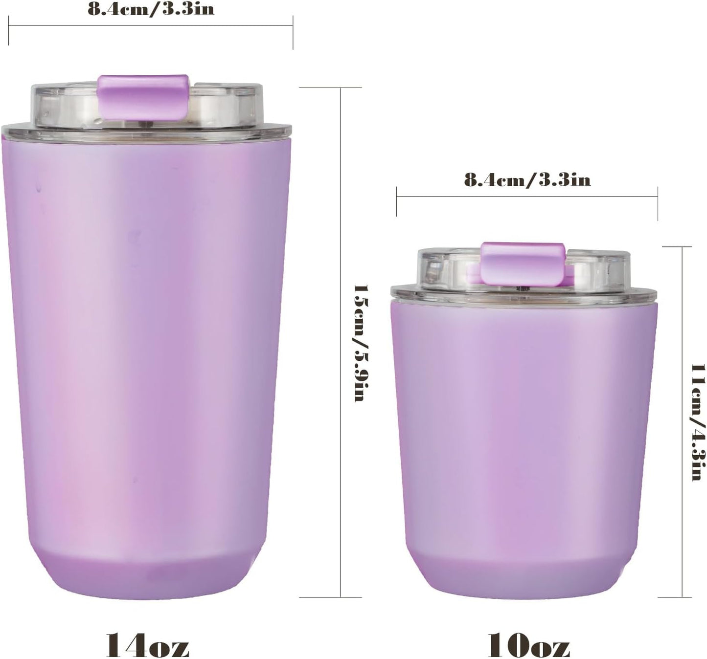 14 oz Insulated Stainless Steel Tumblers with Lid | Travel Coffee Mug Vacuum Cup, Leak Proof Reusable Double Walled Coffee Tumbler for Iced and Hot Drinks, Cream