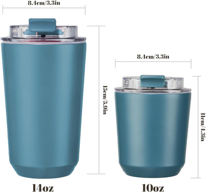 14 oz Insulated Stainless Steel Tumblers with Lid | Travel Coffee Mug Vacuum Cup, Leak Proof Reusable Double Walled Coffee Tumbler for Iced and Hot Drinks, Cream