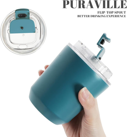 14 oz Insulated Stainless Steel Tumblers with Lid | Travel Coffee Mug Vacuum Cup, Leak Proof Reusable Double Walled Coffee Tumbler for Iced and Hot Drinks, Cream