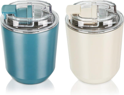 14 oz Insulated Stainless Steel Tumblers with Lid | Travel Coffee Mug Vacuum Cup, Leak Proof Reusable Double Walled Coffee Tumbler for Iced and Hot Drinks, Cream