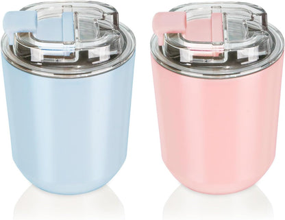 14 oz Insulated Stainless Steel Tumblers with Lid | Travel Coffee Mug Vacuum Cup, Leak Proof Reusable Double Walled Coffee Tumbler for Iced and Hot Drinks, Cream