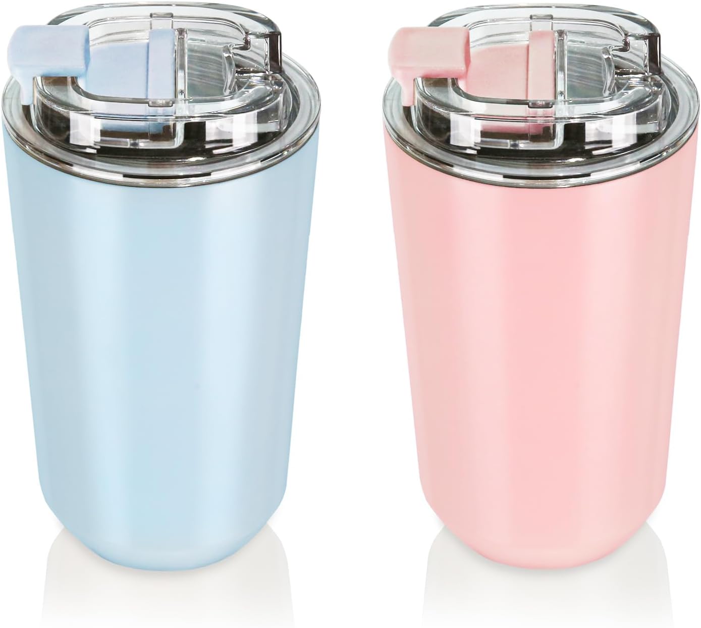 14 oz Insulated Stainless Steel Tumblers with Lid | Travel Coffee Mug Vacuum Cup, Leak Proof Reusable Double Walled Coffee Tumbler for Iced and Hot Drinks, Cream