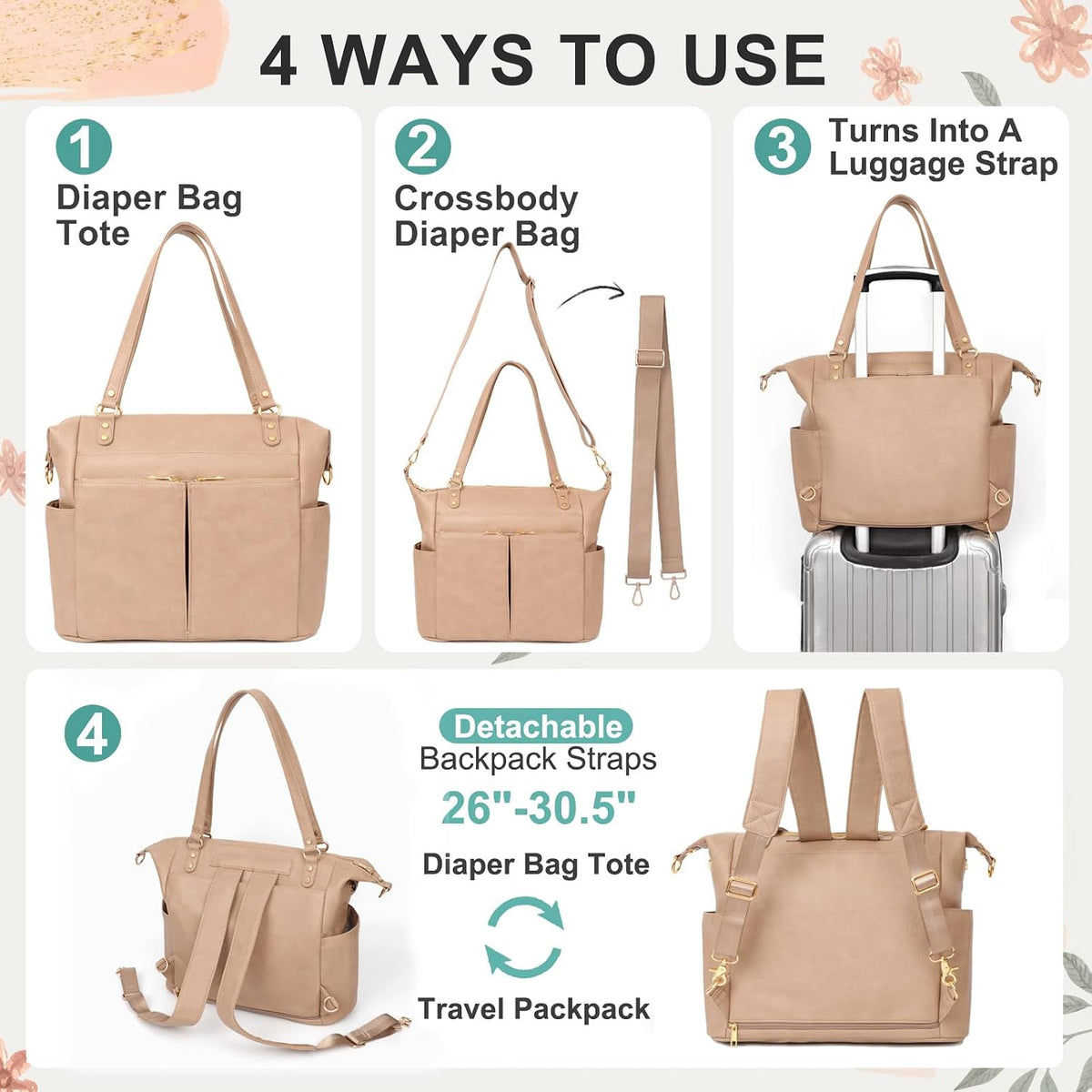 Diaper Bag Tote Convertible Diaper Bag Backpack Tote Leather