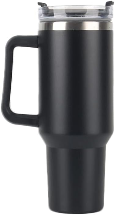 40oz Insulated Travel Mug Tumbler With Handle and Straw,Stainless Steel Double Wall Vacuum Cup Keep Drink Cold and Hot (Brick-red#)