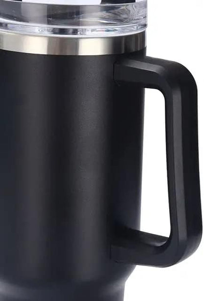 40oz Insulated Travel Mug Tumbler With Handle and Straw,Stainless Steel Double Wall Vacuum Cup Keep Drink Cold and Hot (Brick-red#)