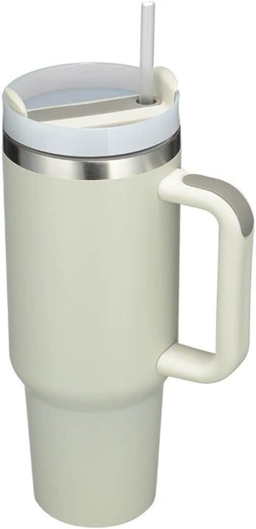 40oz Insulated Travel Mug Tumbler With Handle and Straw,Stainless Steel Double Wall Vacuum Cup Keep Drink Cold and Hot (Brick-red#)