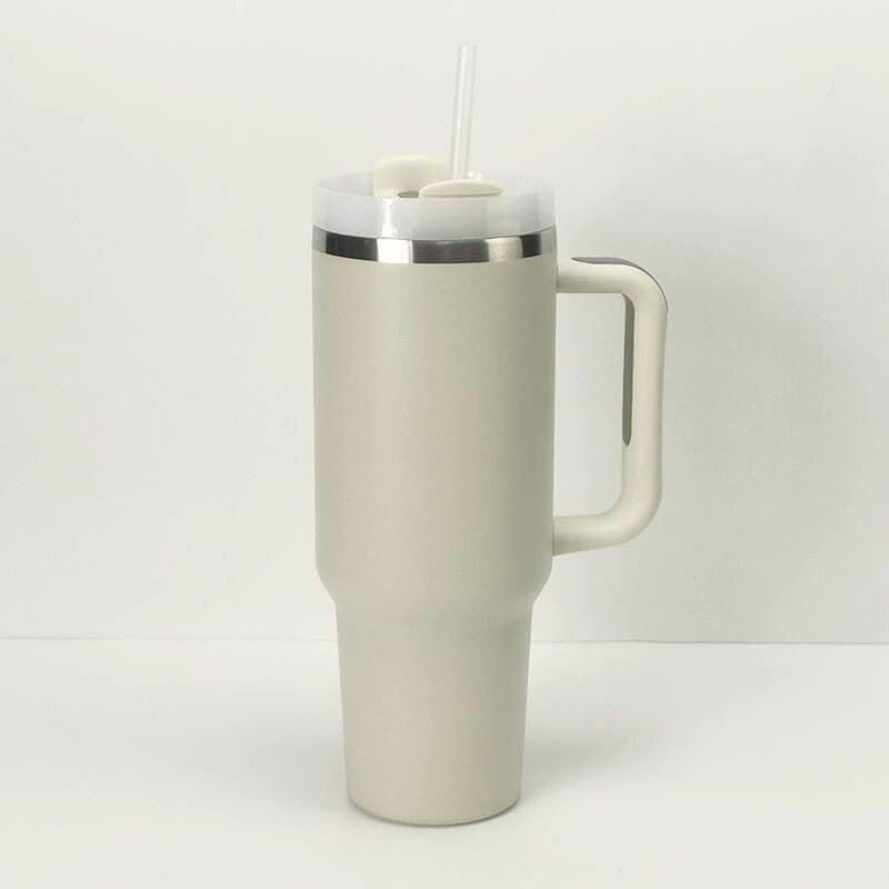40oz Insulated Travel Mug Tumbler With Handle and Straw,Stainless Steel Double Wall Vacuum Cup Keep Drink Cold and Hot (Brick-red#)