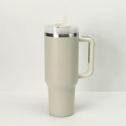 40oz Insulated Travel Mug Tumbler With Handle and Straw,Stainless Steel Double Wall Vacuum Cup Keep Drink Cold and Hot (Brick-red#)