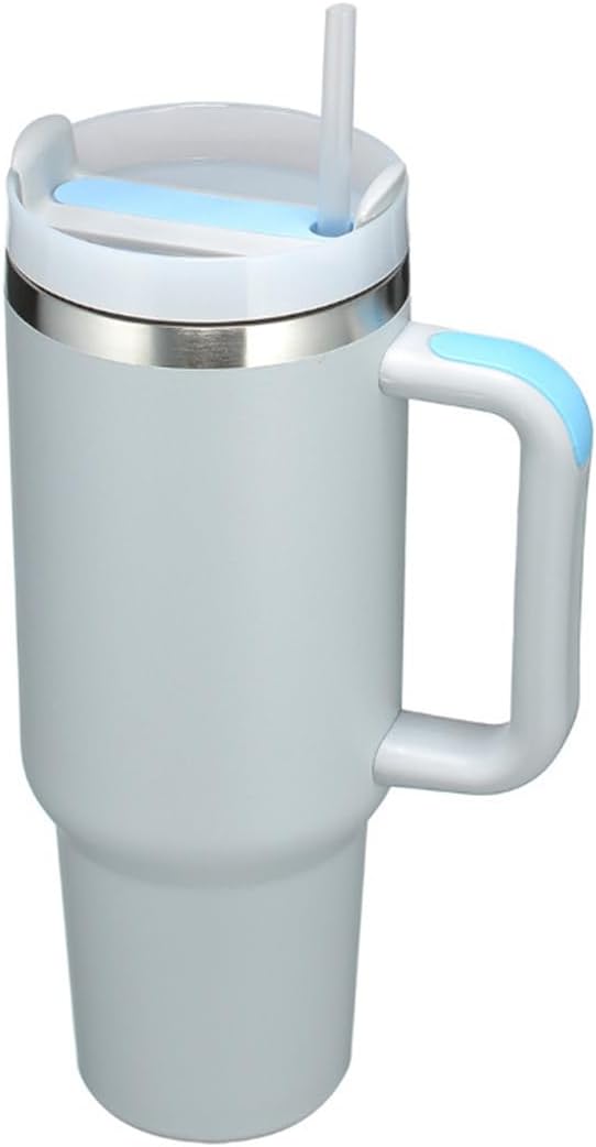 40oz Insulated Travel Mug Tumbler With Handle and Straw,Stainless Steel Double Wall Vacuum Cup Keep Drink Cold and Hot (Brick-red#)