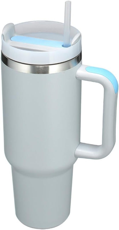 40oz Insulated Travel Mug Tumbler With Handle and Straw,Stainless Steel Double Wall Vacuum Cup Keep Drink Cold and Hot (Brick-red#)