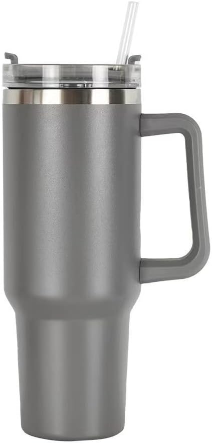 40oz Insulated Travel Mug Tumbler With Handle and Straw,Stainless Steel Double Wall Vacuum Cup Keep Drink Cold and Hot (Brick-red#)