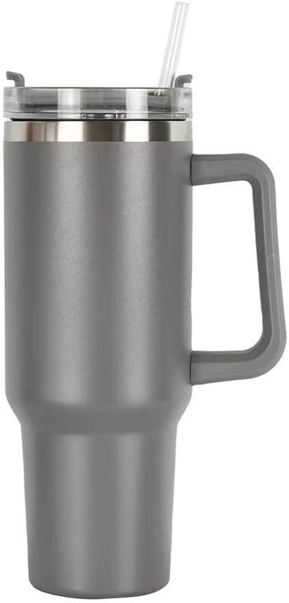 40oz Insulated Travel Mug Tumbler With Handle and Straw,Stainless Steel Double Wall Vacuum Cup Keep Drink Cold and Hot (Brick-red#)
